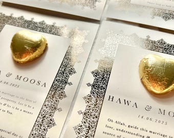 Gold Foiled Wedding Favors: Luxury Nikkah Chocolate, Elegant Keepsake