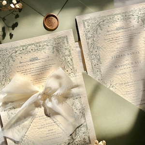 Sage Green Nikkah Invitation: Arabic Muslim Wedding Invite image 2