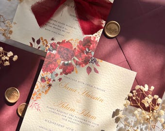 Floral Nikkah Invitation: Arabic Muslim Wedding Invite