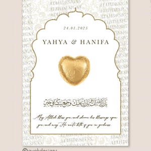 Wedding favor for Nikkah, Nikkah gift token, Nikkah keepsake, Islamic wedding favour, Nikkah celebration gift, Traditional Nikkah favor, Commemorative Nikkah gift, Nikkah blessing favor, Wedding favour for Muslim couple, Token of love for Nikkah, Islamic wedding favours,
Muslim wedding favours, 
Gold Foiled Chocolate Hearts Token Favours on Premium Textured Card, 25x Personalised chocolate wedding Favours, Walima Favours, Mendhi Favours, Eid Favours, Umrah, Nikkah Favours