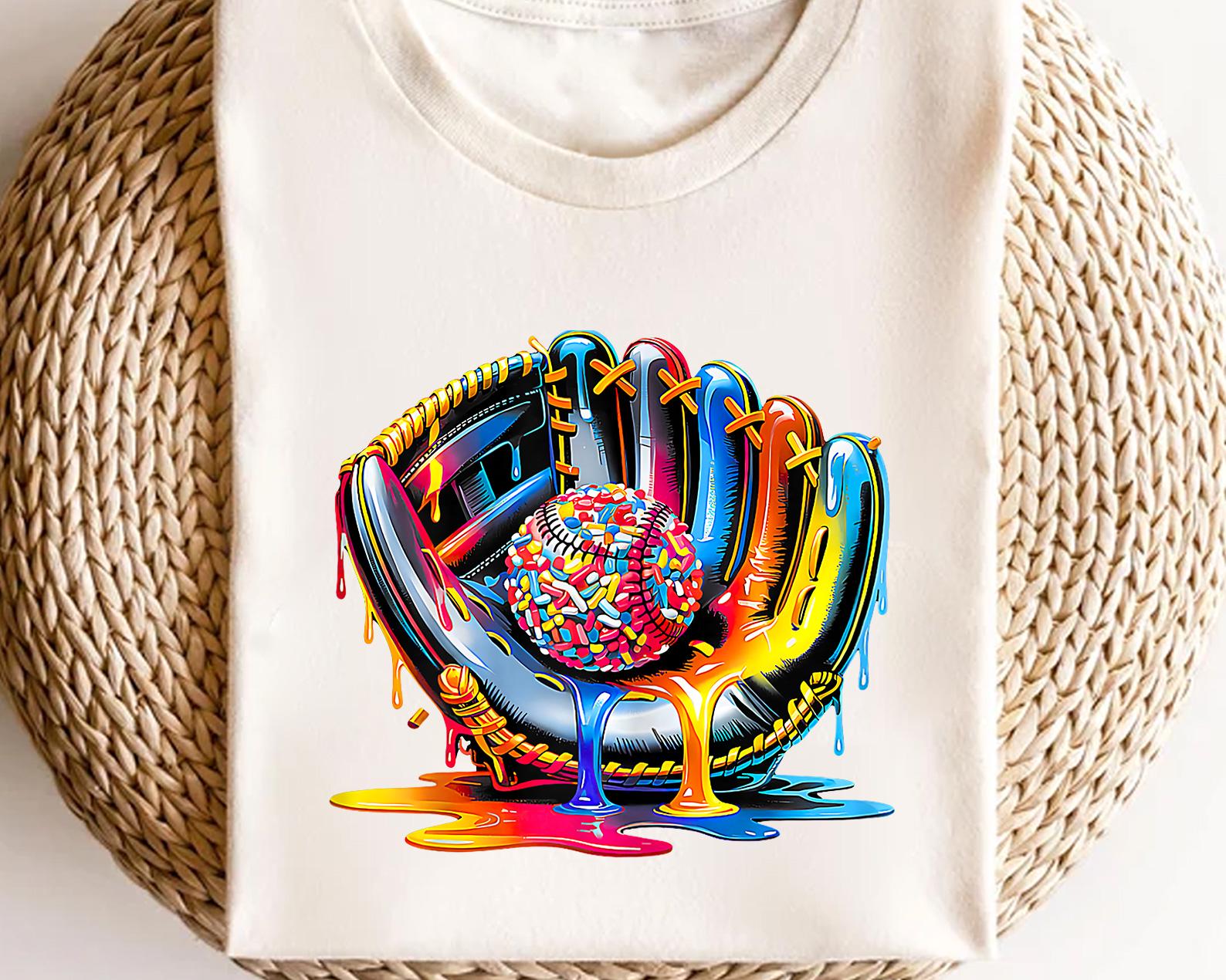 Colorful Baseball Glove PNG - Dripping Paint Baseball Design - Baseball ...