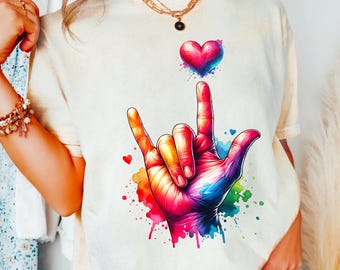 ASL I Love You Hand Sign PNG: Watercolor Clipart (Digital Download)