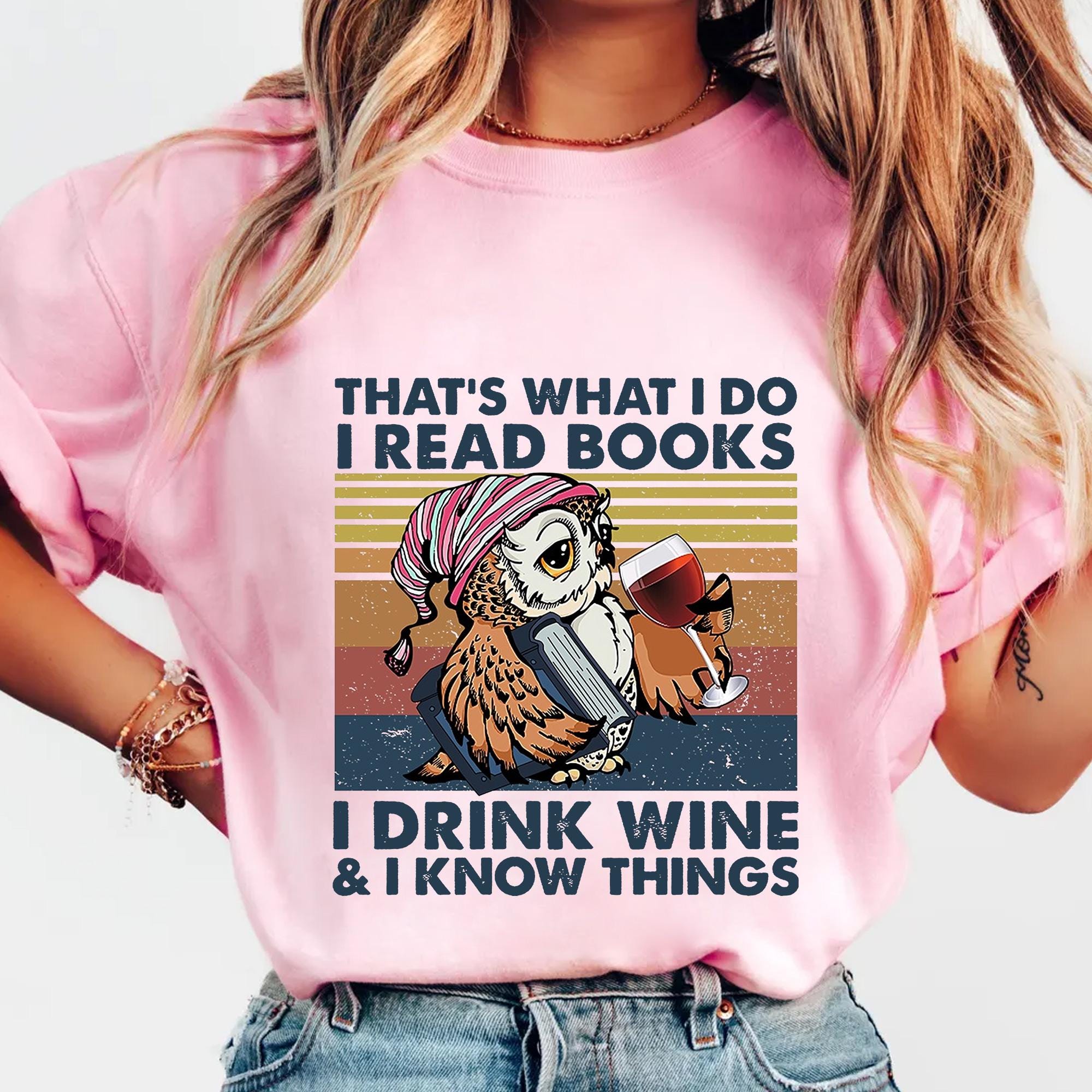 Funny Book & Wine Lover PNG | Owl Reading and Wine Design | Digital Download for Sublimation T-S