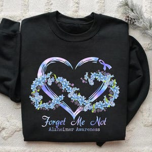 Forget Me Not Alzheimer’s Awareness Digital PNG | Heart and Flowers Design for DIY Crafts, Apparel, and Home Decor