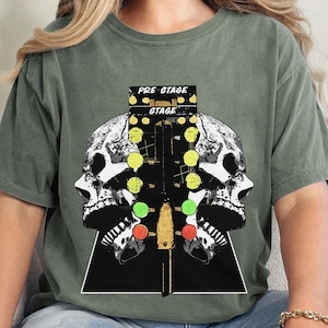 Pre-Stage Drag Racing Skull PNG - Racing Christmas Tree Sublimation - Gearhead Digital Download - Motorsport Graphic Design- DIY Racer Shirt