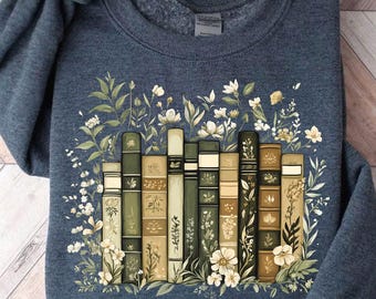 Vintage Floral Bookshelf PNG | Rustic Botanical Library Art for Sublimation Projects and Decor