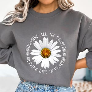Imagina a todas las personas viviendo en paz Daisy Digital PNG / Diseño de paz y amor para manualidades, ropa y decoración del hogar