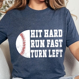 Hard rennen, snel draaien, linksaf PNG - honkbalsublimatieontwerp - softbal digitaal bestand - sportteamafbeelding - DIY-honkbalshirt