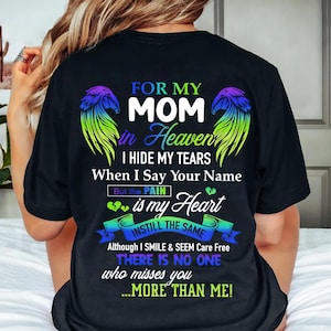 For My Mom in Heaven PNG – Memorial Remembrance Digital Design, Loss of Mother Sublimation, Angel Wings Quote Clipart, Grief Tribute Png