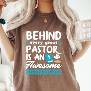 Pastor and Congregation Quote PNG - Behind Every Great Pastor is an Awesome Congregation - Christian Clipart Design for Church Gifts