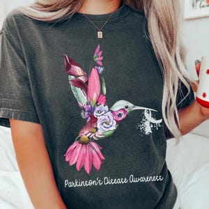 Parkinson’s Disease Awareness T-Shirt – Beautiful Hummingbird Design – Inspirational Shirt for Supporters and Warriors