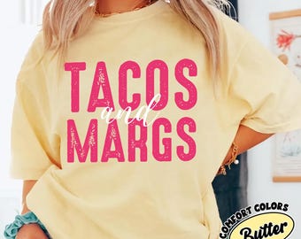 Tacos And Margs Shirt - Funny Taco Margarita Tee - Mexican Food Graphic T-shirt - Cinco de Mayo Party Shirt - Fiesta Lover Tee