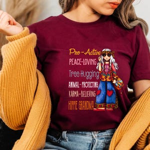 Pro-Active Peace-Loving Hippie Grandma PNG | Boho Grandma Sublimation Design | Retro Hippie Vibes Digital Art for T-Shirts, Mugs, and More