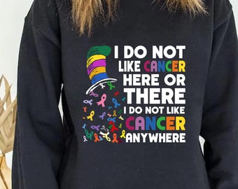 Ich mag Krebs nicht hier oder dort Digital PNG | Buntes Cancer Awareness Ribbon Design für DIY Handwerk, Kleidung und Home Decor