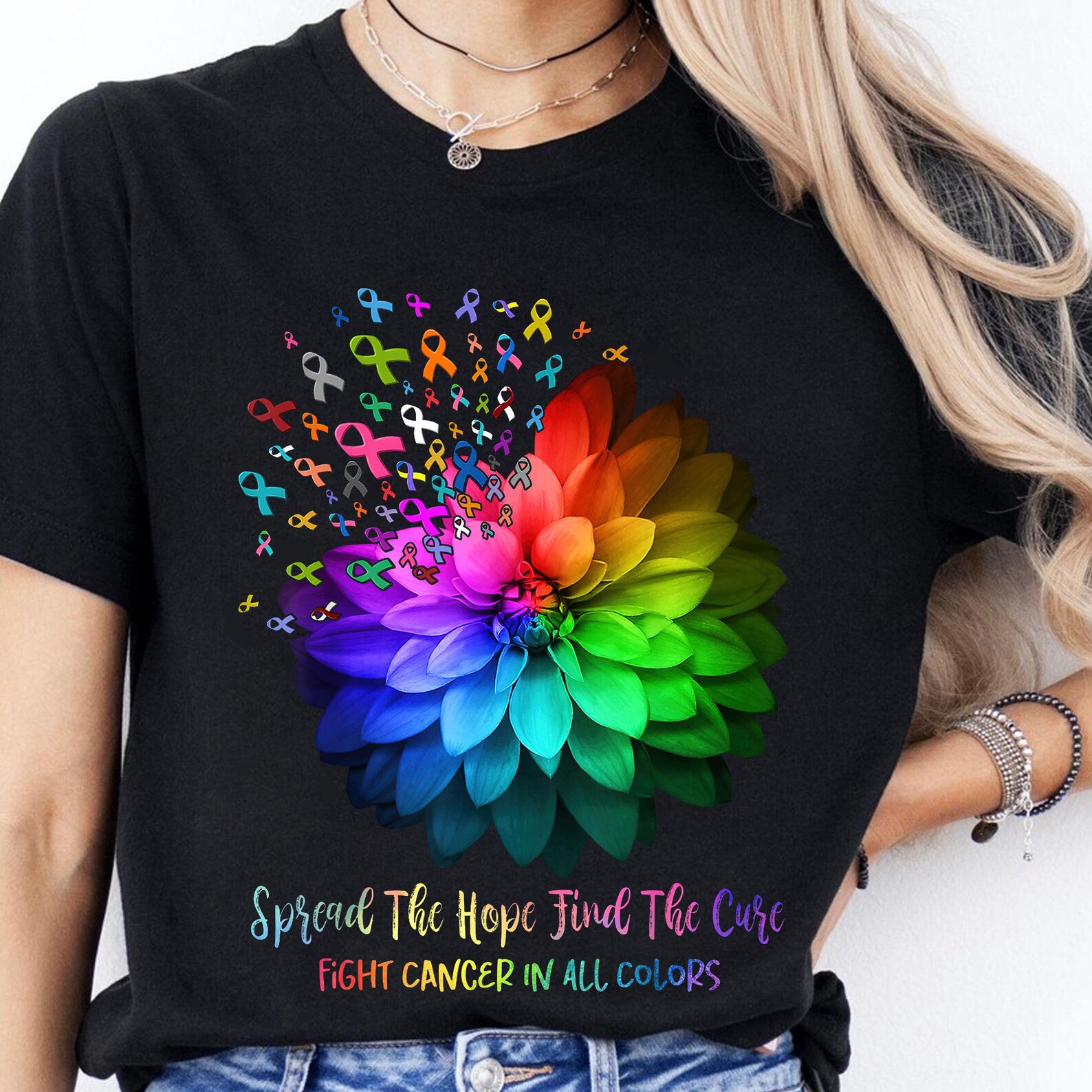 Cancer Awareness Ribbon PNG: Rainbow Flower Design (digital Download ...