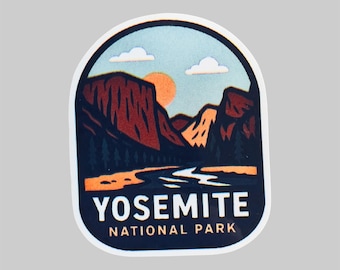 Yosemite National Park Sticker: Vintage Drawing California Decal Travel Gift