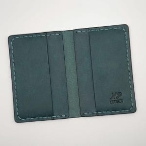 Cartera Davison / Cartera delgada EDC plegable para tarjetas y efectivo Badalassi Carlo Pueblo de piel de vacuno italiana de grano completo curtida vegetal azul Ortensia