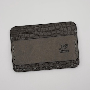 Cartera Eleison / Tarjetero para efectivo Badalassi Carlo Pueblo de piel de vacuno de grano completo curtida vegetal, color verde oliva y verde salvia