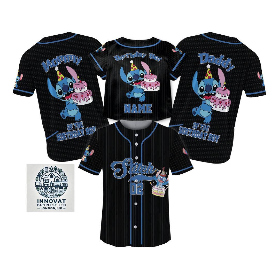 Discover Personalize Disneyyy Stitchh Birthday Boy Jersey, Custom Kid Youth Adult Baseball Jersey
