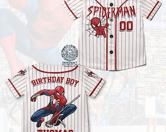 Personalized Spiderman Baseball Jersey, Custom Spidey Baseball Jersey Kids, Youth, Adult, Spiderman Birthday Boy Jersey, Family Shirts