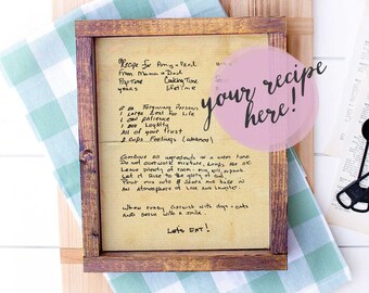 Custom Family Recipe Sign | Family Heirloom Sign, Recipe Wall Sign, Custom Recipe Sign, Handwritten Family Sign, Memorial Gift, Heirloom