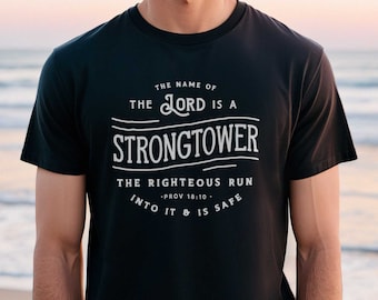 Strongtower Camisa cristiana para hombre / Regalos cristianos para hombre, Regalos de papá, Camisas cristianas geniales para hombres, Camisas cristianas de moda para hombres