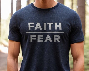 Faith Over Fear Mens Christian Shirt | Mens Christian Gifts, Faith Shirt, Cool Christian Shirts for Men, Trendy Christian Mens Shirt