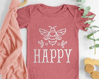 Be Happy Baby Onesie®, Cute Baby Onesie®, Baby Shower Gift, Trendy Baby Onesie®, Baby Clothes, Baby Outfit, Hippie Baby Shirt, Honey Bee