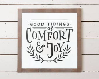 Christmas Wall Sign | Good Tidings of Comfort and Joy, Fixer Upper Christmas Sign, Farmhouse Christmas Sign, Christmas Decor, Christmas Gift