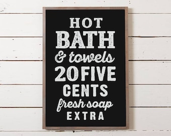 Vintage Bath Wall Sign | Bathroom Sign, Modern Farmhouse Sign, Vintage Bathroom Decor, Wood Sign with Saying, Bath Sign, Vintage Signage