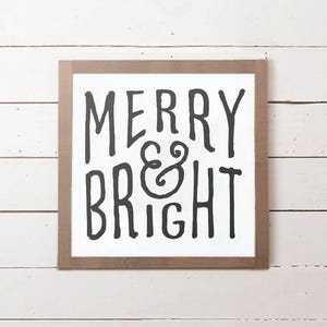 Merry and Bright Christmas Wall Sign | Christmas Sign, Christmas Gift, Christmas Decor, Christmas Wall Decor, Farmhouse Christmas Decor