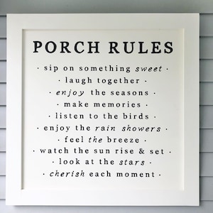 Lg, Porch Rules Sign, Porch Decor, Porch Wall Sign, Porch Rules, Farmhouse Porch Sign, Farmhouse Porch Wall Decor, Porch Decor, Fixer Upper image 3