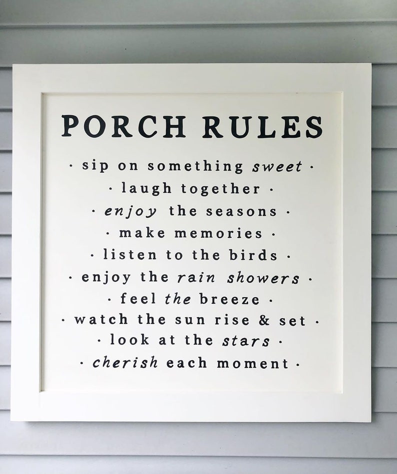 Lg, Porch Rules Sign, Porch Decor, Porch Wall Sign, Porch Rules, Farmhouse Porch Sign, Farmhouse Porch Wall Decor, Porch Decor, Fixer Upper image 3