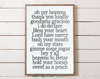 Southernisms Wall Sign | Bless Your Heart Sign, Hey Y'all Sign, Southern Sayings Sign, Southern Quote Sign, Farmhouse Sign, Fixer Upper Sign