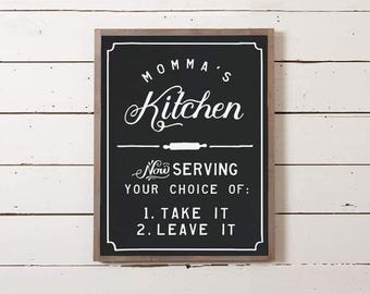 Momma's Kitchen Sign | Southern Decor, Southern Saying, Dinner Choices Sign, Menu Sign, Funny Sign, Kitchen Sign, Southernism Sign,