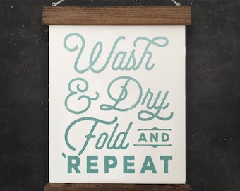 Laundry Room Wall Decor | "Wash, Dry, Fold, Repeat" | Farmhouse Wall Decor, Fixer Upper Wall Decor, Modern Farm Decor, Housewarming Gift