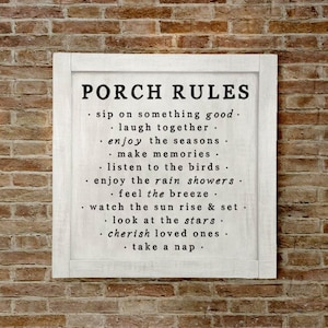 Sm, Porch Rules Sign, Porch Decor, Porch Wall Sign, Porch Rules, Farmhouse Porch Sign, Farmhouse Porch Wall Decor, Porch Decor, Fixer Upper