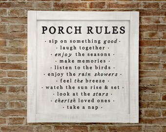 Sm, Porch Rules Sign, Porch Decor, Porch Wall Sign, Porch Rules, Farmhouse Porch Sign, Farmhouse Porch Wall Decor, Porch Decor, Fixer Upper