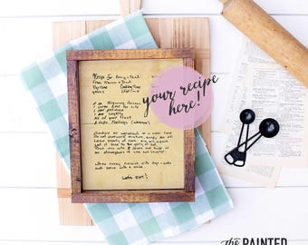 Custom Family Recipe Sign | Family Heirloom Sign, Recipe Wall Sign, Custom Recipe Sign, Handwritten Family Sign, Memorial Gift, Heirloom