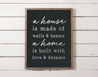 Home Sign, Home is Built of Love and Dreams sign, Home Sweet Home Sign, Housewarming Gifts, Wedding Gifts, Family Sign, Fixer Upper Signs