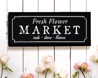 Flower Market Wall Sign, Spring Wall Decor, Fixer Upper Flower Sign, Market Sign, Cottage Sign, Wood Sign, Modern Farmhouse, Modern Farm