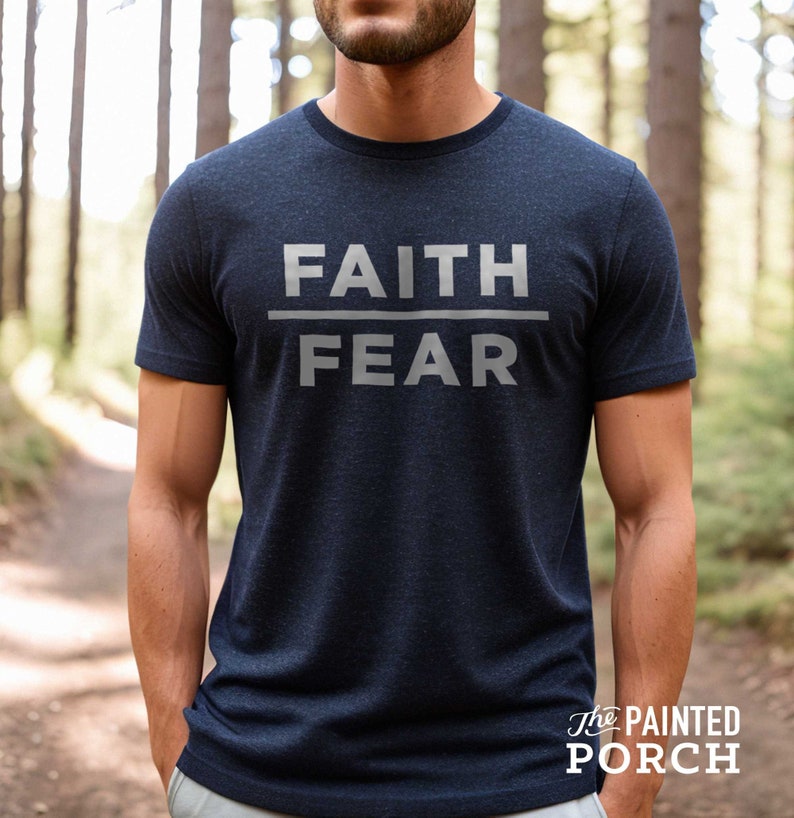 Faith Over Fear Mens Christian Shirt | Mens Christian Gifts, Faith Shirt, Cool Christian Shirts for Men, Trendy Christian Mens Shirt Bild 1