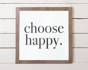 Modern Wall Sign | Choose Happy Sign, Modern Wall Decor, Modern Farmhouse, Bedroom Sign, Fixer Upper Sign, Office Sign, Office Decor