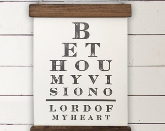 Vintage Eye Chart Wall Decor | "Be Thou My Vision" | Modern Farmhouse Wall Hanging, Fixer Upper Wall Decor, Modern Farm Decor, Christian