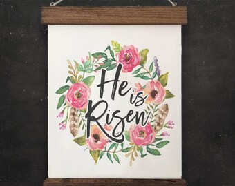 Easter Wall Decor | "He is Risen" | Farmhouse Wall Hanging, Fixer Upper Wall Decor, Spring Decor, Cottage Decor, Christian Wall Art, Wreath