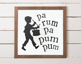 Kid's Christmas Wall Sign, Cute Christmas Sign, Small Christmas Sign, Little Drummer Boy, Farmhouse Decor, Wood Christmas Signs, Holiday
