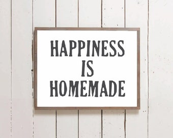 Farmhouse Sign "Happiness is Homemade" | Farmhouse Decor, Wood Signs with Quotes, Joanna Gaines Decor, Signs with Sayings, Wood Wall Art