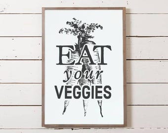 Wall Sign "Eat Your Veggies" | Kitchen Sign, Southern Sign, Southern Quote Sign, Farmhouse Sign, Fixer Upper Sign, Farmer Sign, Dining Room
