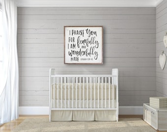 Med,Nursery Wall Sign "Wonderfully Made" Kids Wall Decor, Kids Room Art, Christian Sign, Fixer Upper Wall Decor, Bible Verse Sign, Farmhouse