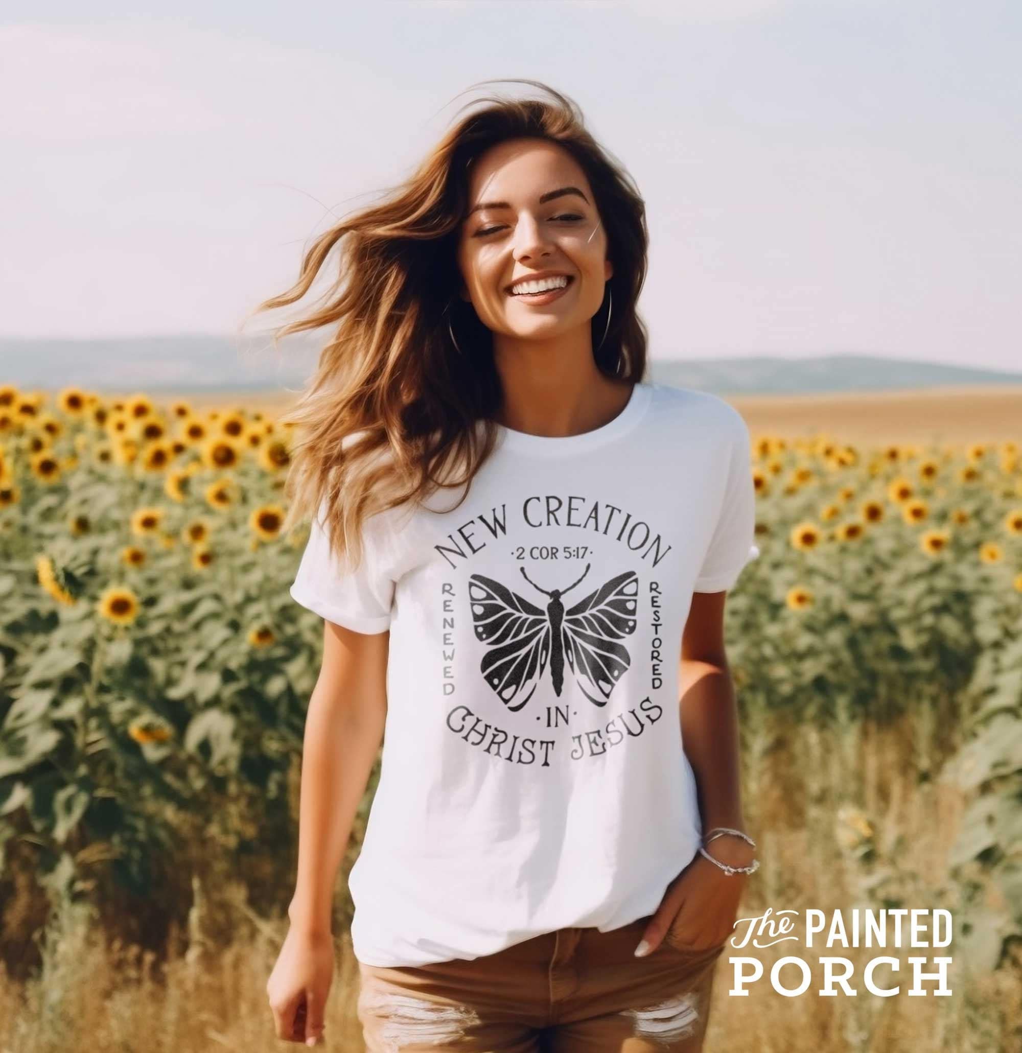 New Creation Christian Shirts Bible Shirt Church Shirt Youth Group Shirt Teen Christian Shirts Cute Shirts Woman Christian Shirts